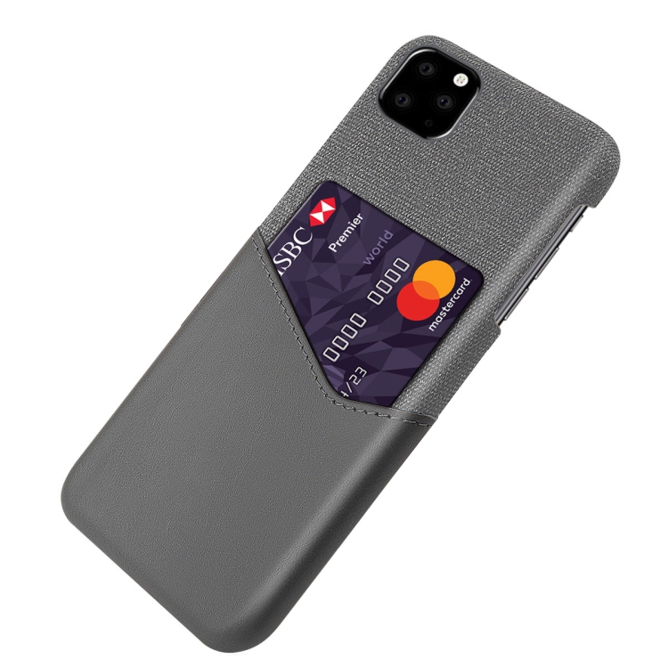 For iPhone 11 Pro Max Cloth Texture PC + PU Leather Back Cover Shockproof Case with Card Slot (Grey) For iPhone 11 Pro Max Cloth Texture PC + PU Leather Back Cover Shockproof Case with Card Slot (Grey)