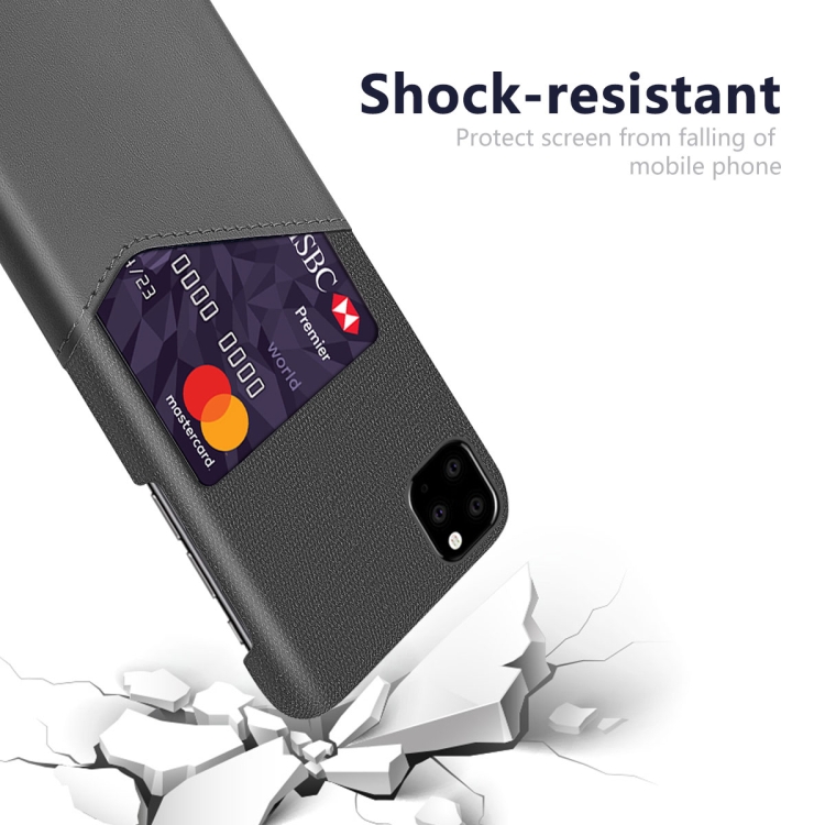 For iPhone 11 Pro Max Cloth Texture PC + PU Leather Back Cover Shockproof Case with Card Slot (Grey) For iPhone 11 Pro Max Cloth Texture PC + PU Leather Back Cover Shockproof Case with Card Slot (Grey)