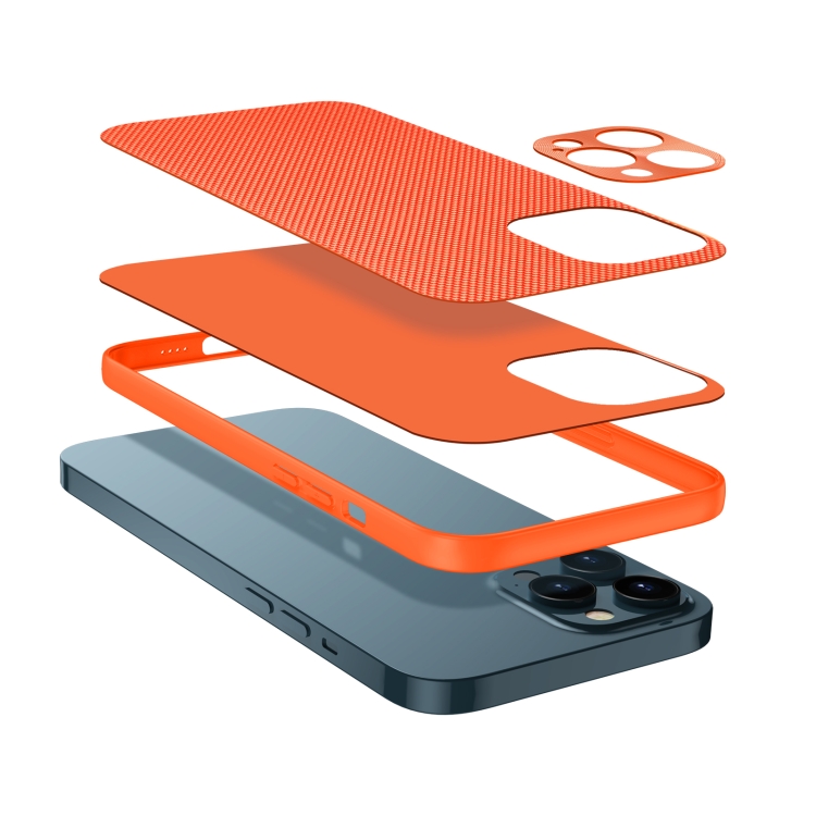 For iPhone 12 mini Accurate Hole Braided Nylon Heat Dissipation PC + TPU Protective Case (Orange)