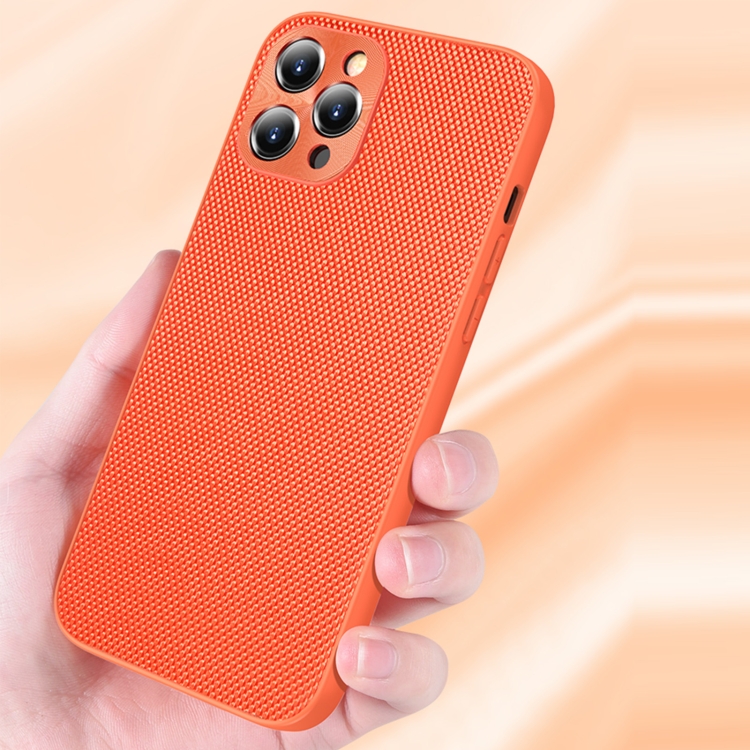 For iPhone 12 mini Accurate Hole Braided Nylon Heat Dissipation PC + TPU Protective Case (Orange)