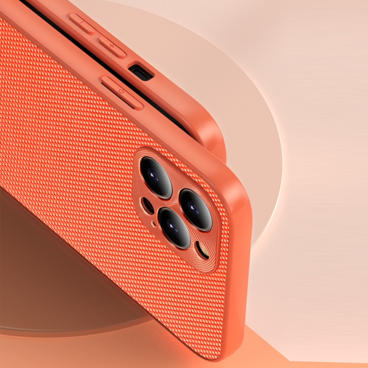 For iPhone 12 mini Accurate Hole Braided Nylon Heat Dissipation PC + TPU Protective Case (Orange)