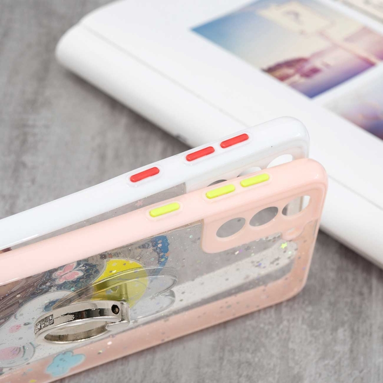 For Samsung Galaxy S21+ 5G Colored Drawing Starry Sky Epoxy TPU Shockproof Case with Ring Holder(Owl)