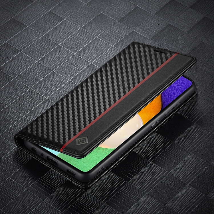 LC.IMEEKE Carbon Fiber PU + TPU Horizontal Flip Leather Case with Holder & Card Slot & Wallet For Samsung Galaxy A52 5G / 4G(Vertical Black) LC.IMEEKE Carbon Fiber PU + TPU Horizontal Flip Leather Case with Holder & Card Slot & Wallet For Samsung Galaxy A52 5G / 4G(Vertical Black)