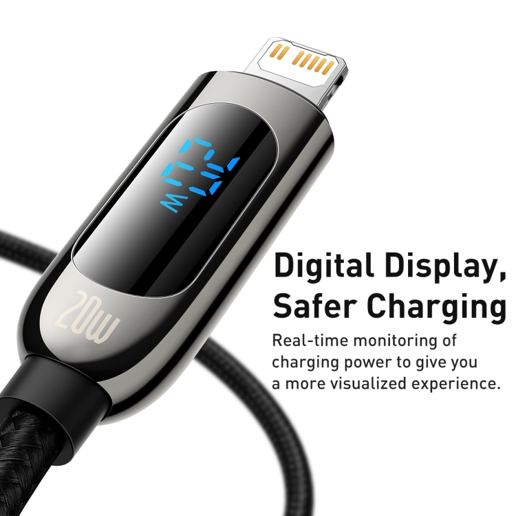 Baseus CATLSK-A01 20W USB-C / Type-C to 8 Pin Display Fast Charging Data Cable, Cable Length: 2m(Black) Baseus CATLSK-A01 20W USB-C / Type-C to 8 Pin Display Fast Charging Data Cable, Cable Length: 2m(Black)