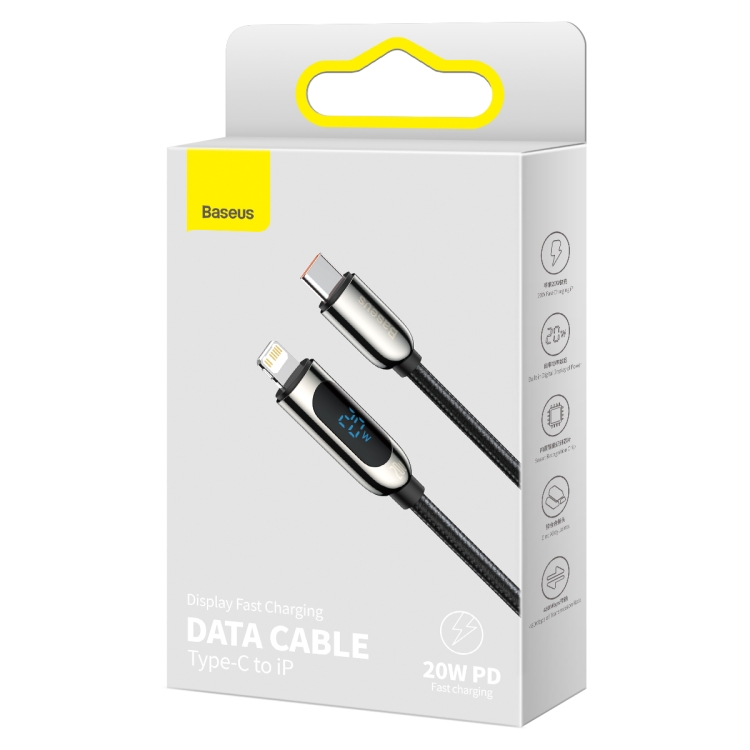 Baseus CATLSK-A01 20W USB-C / Type-C to 8 Pin Display Fast Charging Data Cable, Cable Length: 2m(Black) Baseus CATLSK-A01 20W USB-C / Type-C to 8 Pin Display Fast Charging Data Cable, Cable Length: 2m(Black)