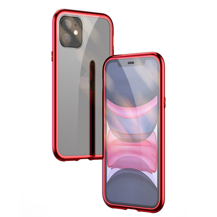 For iPhone 11 Pro Max Ultra Slim Double Sides Magnetic Adsorption Angular Frame Tempered Glass Magnet Flip Case(Black) For iPhone 11 Pro Max Ultra Slim Double Sides Magnetic Adsorption Angular Frame Tempered Glass Magnet Flip Case(Black)