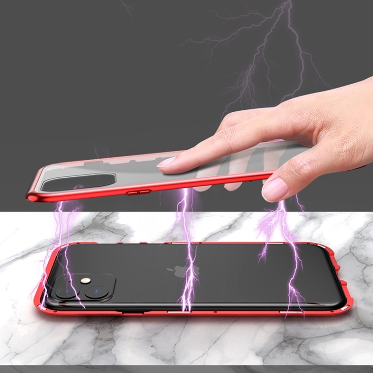 For iPhone 11 Pro Max Ultra Slim Double Sides Magnetic Adsorption Angular Frame Tempered Glass Magnet Flip Case(Black) For iPhone 11 Pro Max Ultra Slim Double Sides Magnetic Adsorption Angular Frame Tempered Glass Magnet Flip Case(Black)