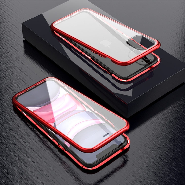 For iPhone 11 Pro Max Ultra Slim Double Sides Magnetic Adsorption Angular Frame Tempered Glass Magnet Flip Case(Black) For iPhone 11 Pro Max Ultra Slim Double Sides Magnetic Adsorption Angular Frame Tempered Glass Magnet Flip Case(Black)