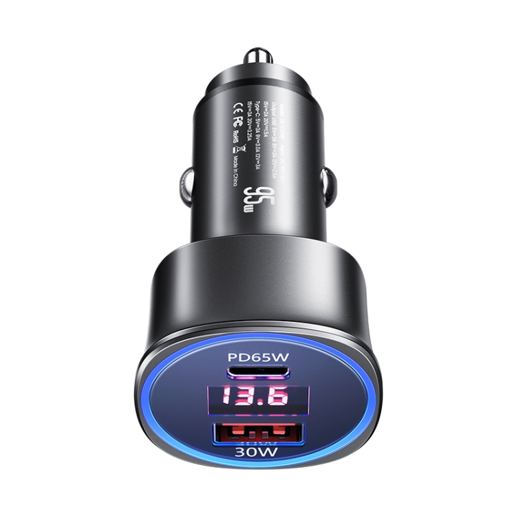 USAMS US-CC146 C26 95W USB-A + USB-C / Type-C Dual Port Hardware Digital Display Car Charger(Grey) USAMS US-CC146 C26 95W USB-A + USB-C / Type-C Dual Port Hardware Digital Display Car Charger(Grey)