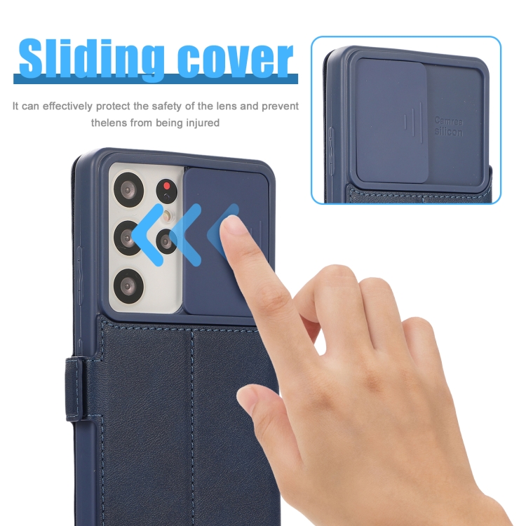 Push Window Double Buckle PU + Silicone Horizontal Flip Leather Case with Holder & Card Slot For Samsung Galaxy S21 Ultra 5G(Blue) Push Window Double Buckle PU + Silicone Horizontal Flip Leather Case with Holder & Card Slot For Samsung Galaxy S21 Ultra 5G(Blue)
