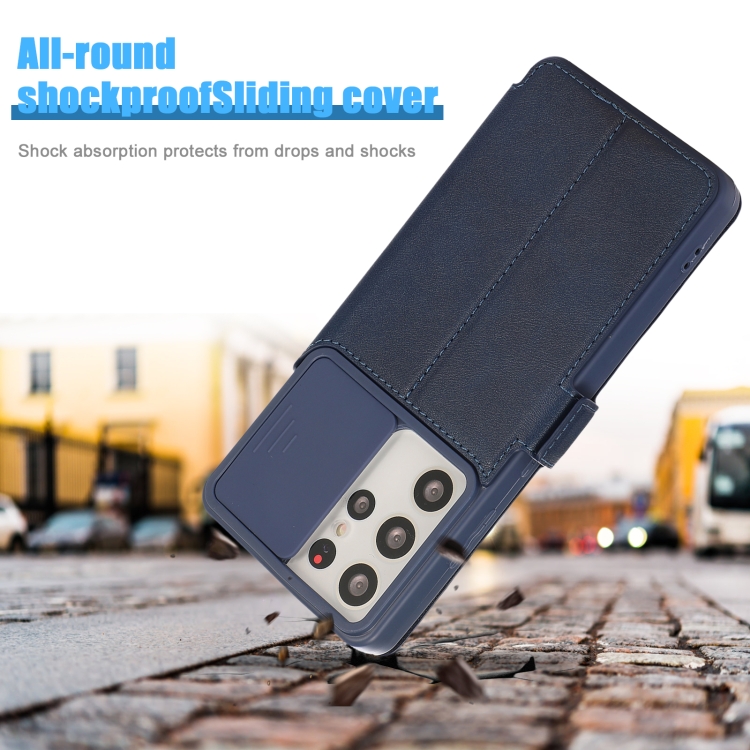 Push Window Double Buckle PU + Silicone Horizontal Flip Leather Case with Holder & Card Slot For Samsung Galaxy S21 Ultra 5G(Blue) Push Window Double Buckle PU + Silicone Horizontal Flip Leather Case with Holder & Card Slot For Samsung Galaxy S21 Ultra 5G(Blue)