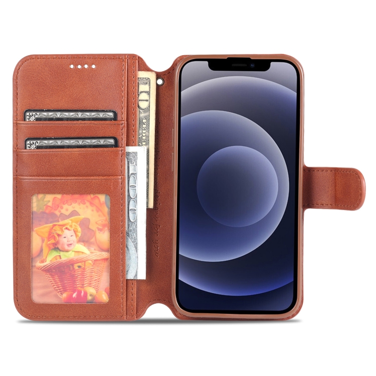 For iPhone 13 mini AZNS Calf Texture Horizontal Flip Leather Case with Holder & Card Slots & Wallet & Photo Frame (Brown) For iPhone 13 mini AZNS Calf Texture Horizontal Flip Leather Case with Holder & Card Slots & Wallet & Photo Frame (Brown)