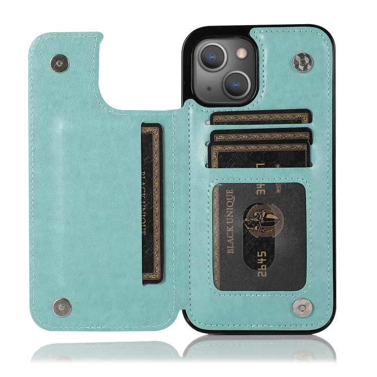 For iPhone 13 mini Butterflies Flowers Double Buckle PU + TPU Protective Case with Holder & Card Slots & Photo Frame (Green) For iPhone 13 mini Butterflies Flowers Double Buckle PU + TPU Protective Case with Holder & Card Slots & Photo Frame (Green)