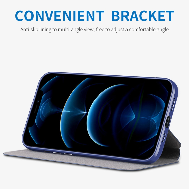 For iPhone 13 Pro Max X-level Fib Color Series Ultra Thin PU + TPU Horizontal Flip Leather Case with Holder (Blue) For iPhone 13 Pro Max X-level Fib Color Series Ultra Thin PU + TPU Horizontal Flip Leather Case with Holder (Blue)