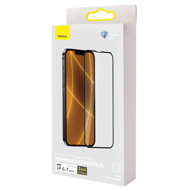 For iPhone 13 Pro Max Baseus 0.4mm Full-screen and Full-glass Corning Tempered Glass Film For iPhone 13 Pro Max Baseus 0.4mm Full-screen and Full-glass Corning Tempered Glass Film