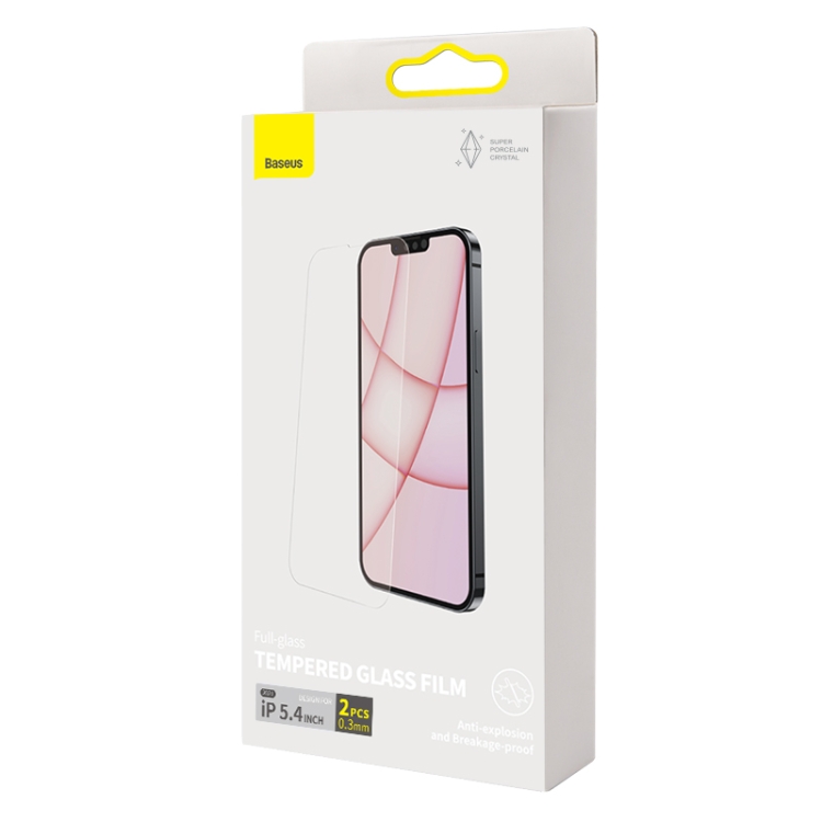 For iPhone 13 mini 2pcs Baseus CW-YMS 0.3mm Full-glass Super Porcelain Crystal Tempered Glass Film For iPhone 13 mini 2pcs Baseus CW-YMS 0.3mm Full-glass Super Porcelain Crystal Tempered Glass Film