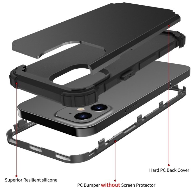 For iPhone 12 / 12 Pro 3 in 1 Shockproof PC + Silicone Protective Case(Black) For iPhone 12 / 12 Pro 3 in 1 Shockproof PC + Silicone Protective Case(Black)