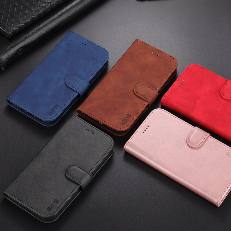 For iPhone 13 mini AZNS Skin Feel Calf Texture Horizontal Flip Leather Case with Card Slots & Holder & Wallet (Black)