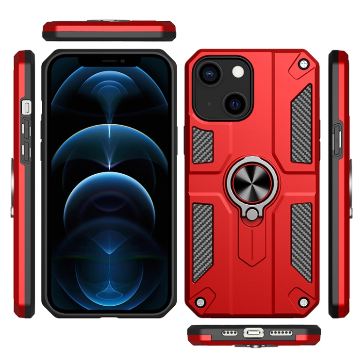 For iPhone 13 mini Carbon Fiber Pattern PC + TPU Protective Case with Ring Holder (Dark Blue) For iPhone 13 mini Carbon Fiber Pattern PC + TPU Protective Case with Ring Holder (Dark Blue)