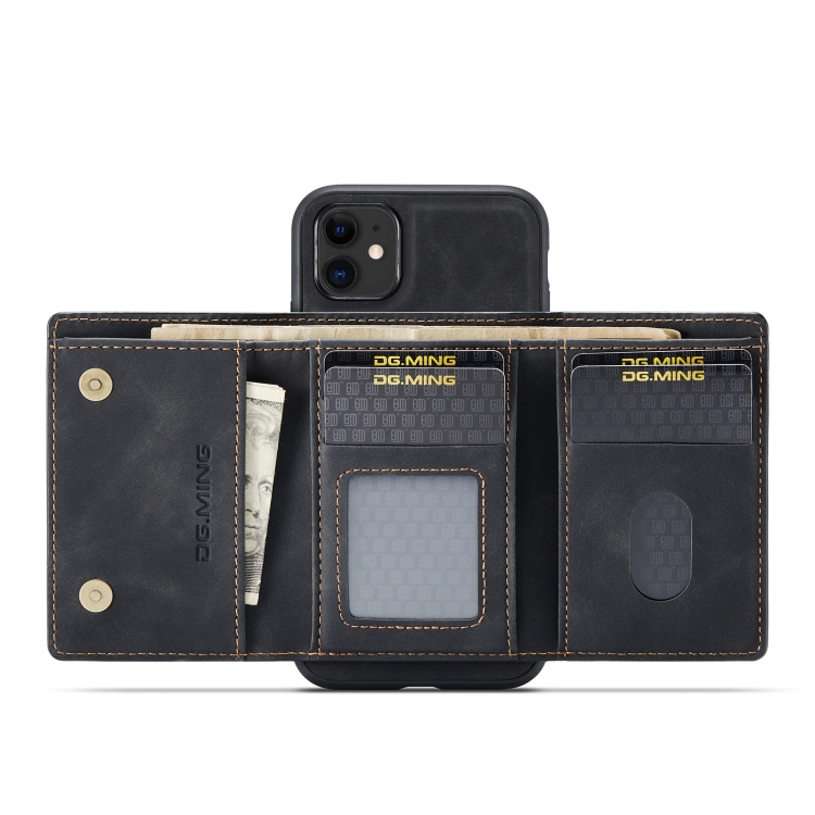 DG.MING M1 Series 3-Fold Multi Card Wallet Back Cover Shockproof Case with Holder Function For iPhone 11(Black) DG.MING M1 Series 3-Fold Multi Card Wallet Back Cover Shockproof Case with Holder Function For iPhone 11(Black)