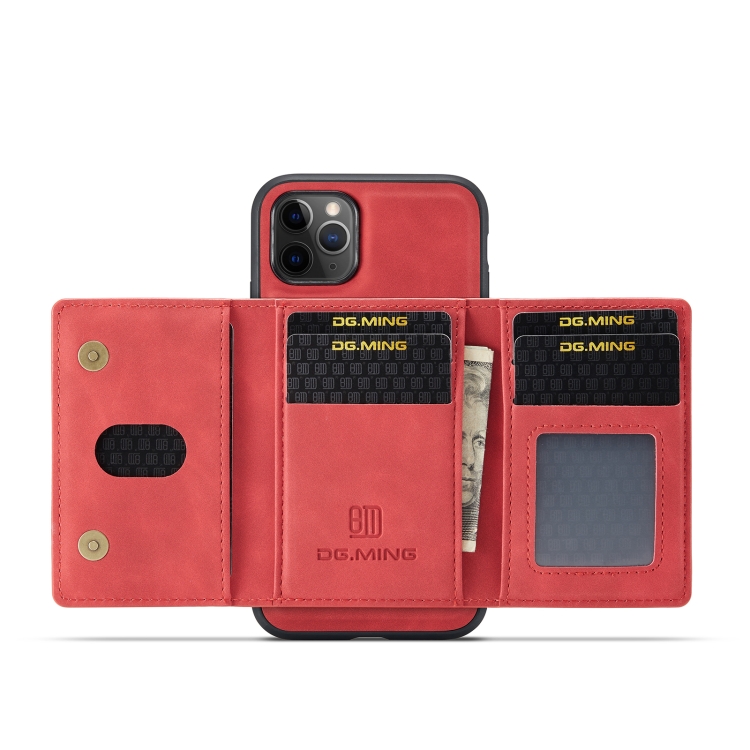 DG.MING M2 Series 3-Fold Multi Card Bag Back Cover Shockproof Case with Wallet & Holder Function For iPhone 11 Pro Max(Red) DG.MING M2 Series 3-Fold Multi Card Bag Back Cover Shockproof Case with Wallet & Holder Function For iPhone 11 Pro Max(Red)