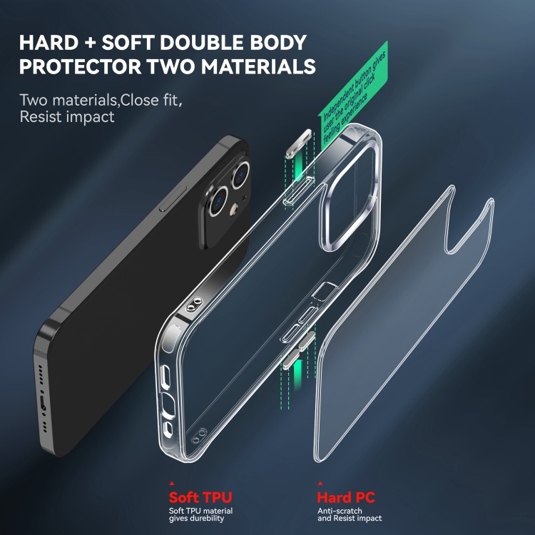 For iPhone 12 TPU + PC Transparent Shockproof Protective Case