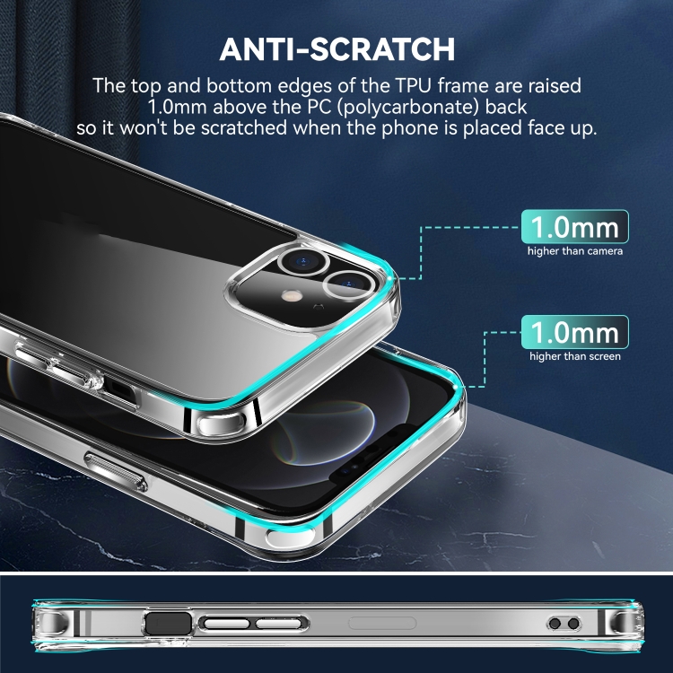 For iPhone 12 TPU + PC Transparent Shockproof Protective Case