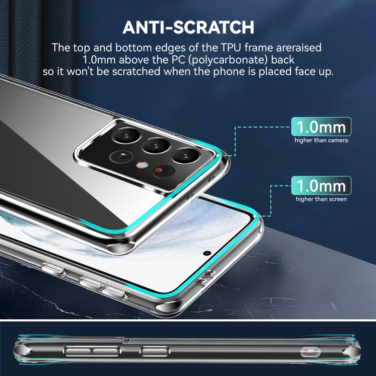 For Samsung Galaxy S21 Ultra 5G TPU + PC Transparent Shockproof Protective Case For Samsung Galaxy S21 Ultra 5G TPU + PC Transparent Shockproof Protective Case