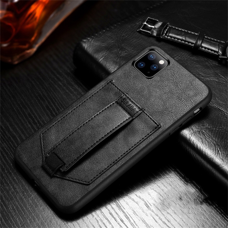 For iPhone 11 Pro SULADA Shockproof TPU + Handmade Leather Protective Case with Holder & Card Slot & Hand Strap(Black) For iPhone 11 Pro SULADA Shockproof TPU + Handmade Leather Protective Case with Holder & Card Slot & Hand Strap(Black)