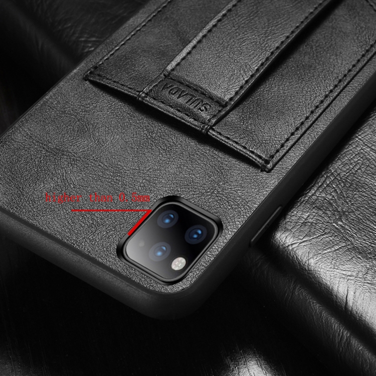 For iPhone 11 Pro SULADA Shockproof TPU + Handmade Leather Protective Case with Holder & Card Slot & Hand Strap(Black) For iPhone 11 Pro SULADA Shockproof TPU + Handmade Leather Protective Case with Holder & Card Slot & Hand Strap(Black)