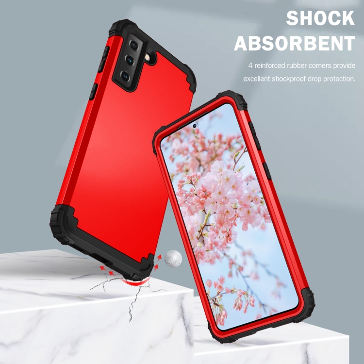 For Samsung Galaxy S21 5G 3 in 1 Shockproof PC + Silicone Protective Case(Red + Black) For Samsung Galaxy S21 5G 3 in 1 Shockproof PC + Silicone Protective Case(Red + Black)