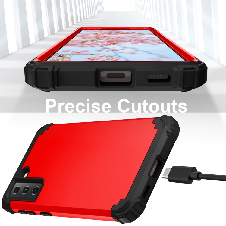For Samsung Galaxy S21 5G 3 in 1 Shockproof PC + Silicone Protective Case(Red + Black) For Samsung Galaxy S21 5G 3 in 1 Shockproof PC + Silicone Protective Case(Red + Black)