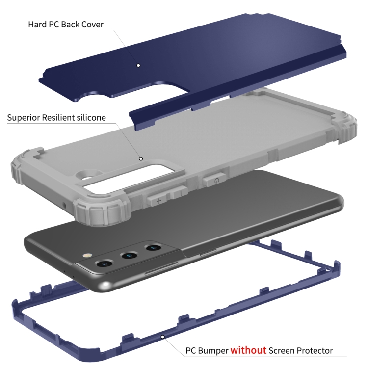 For Samsung Galaxy S21 Ultra 5G 3 in 1 Shockproof PC + Silicone Protective Case(Navy Blue + Grey) For Samsung Galaxy S21 Ultra 5G 3 in 1 Shockproof PC + Silicone Protective Case(Navy Blue + Grey)
