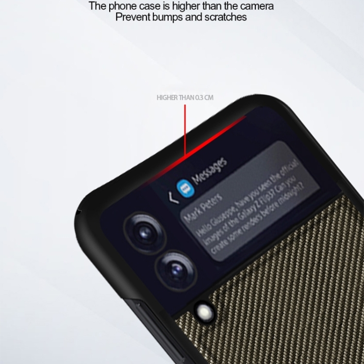 For Samsung Galaxy Z Flip4 Solid Color Carbon Fiber Texture PU Shockproof Phone Case (Gold) For Samsung Galaxy Z Flip4 Solid Color Carbon Fiber Texture PU Shockproof Phone Case (Gold)