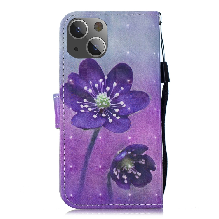 For iPhone 13 mini 3D Painting Pattern Coloured Drawing Horizontal Flip PU Leather Case with Holder & Card Slots & Wallet (Purple Flower) For iPhone 13 mini 3D Painting Pattern Coloured Drawing Horizontal Flip PU Leather Case with Holder & Card Slots & Wallet (Purple Flower)