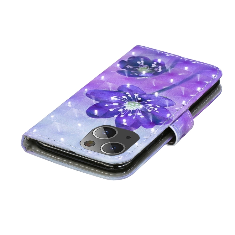 For iPhone 13 mini 3D Painting Pattern Coloured Drawing Horizontal Flip PU Leather Case with Holder & Card Slots & Wallet (Purple Flower) For iPhone 13 mini 3D Painting Pattern Coloured Drawing Horizontal Flip PU Leather Case with Holder & Card Slots & Wallet (Purple Flower)