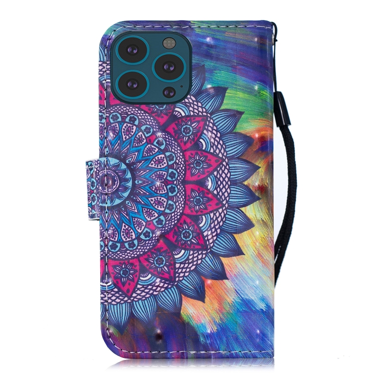 For iPhone 13 Pro Max 3D Painting Pattern Coloured Drawing Horizontal Flip PU Leather Case with Holder & Card Slots & Wallet (Oil Painting Mandala) For iPhone 13 Pro Max 3D Painting Pattern Coloured Drawing Horizontal Flip PU Leather Case with Holder & Card Slots & Wallet (Oil Painting Mandala)