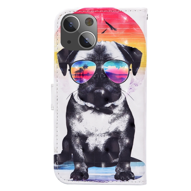 For iPhone 13 mini 3D Painted Pattern Horizontal Flip Leather Case with Holder & Wallet & Card slot & Lanyard (Glasses Dog) For iPhone 13 mini 3D Painted Pattern Horizontal Flip Leather Case with Holder & Wallet & Card slot & Lanyard (Glasses Dog)