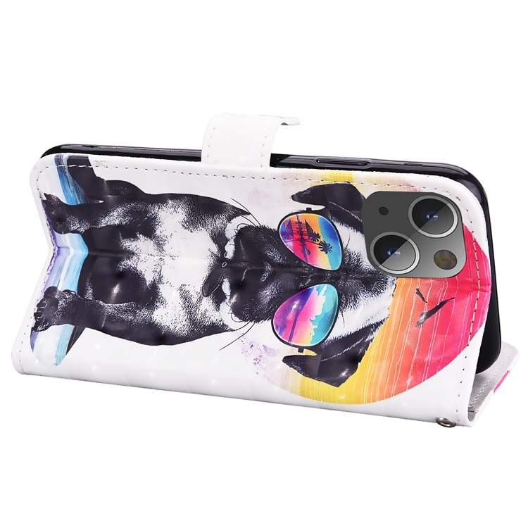 For iPhone 13 mini 3D Painted Pattern Horizontal Flip Leather Case with Holder & Wallet & Card slot & Lanyard (Glasses Dog) For iPhone 13 mini 3D Painted Pattern Horizontal Flip Leather Case with Holder & Wallet & Card slot & Lanyard (Glasses Dog)
