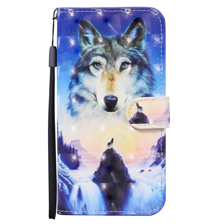 For iPhone 13 Pro Max 3D Painted Pattern Horizontal Flip Leather Case with Holder & Wallet & Card slot & Lanyard (Sunrise Wolf)
