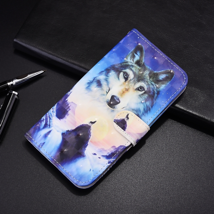 For iPhone 13 Pro Max 3D Painted Pattern Horizontal Flip Leather Case with Holder & Wallet & Card slot & Lanyard (Sunrise Wolf)