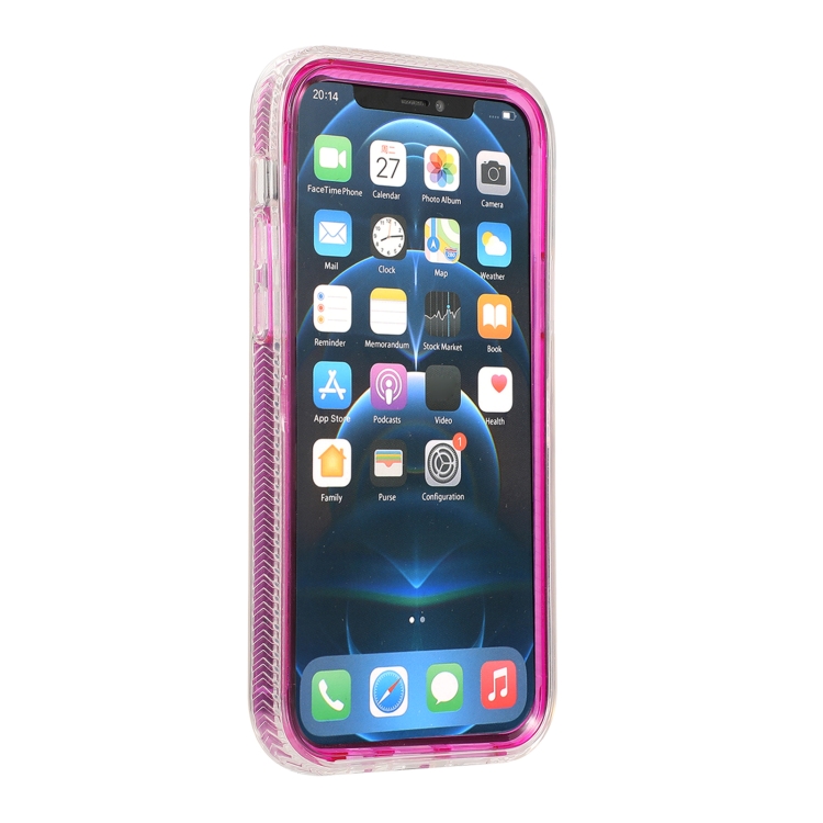 For iPhone 12 Sliding Camera Cover Design Shockproof TPU Frame + Clear PC Case(Rose Red)