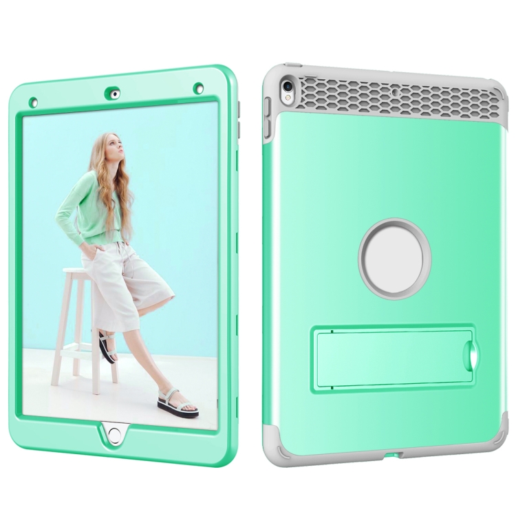 3 in 1 Honeycomb Silicone + PC Shockproof Protective Case with Holder For iPad Pro 10.5 inch(Mint Green + Grey) 3 in 1 Honeycomb Silicone + PC Shockproof Protective Case with Holder For iPad Pro 10.5 inch(Mint Green + Grey)