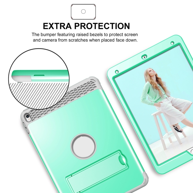 3 in 1 Honeycomb Silicone + PC Shockproof Protective Case with Holder For iPad Pro 10.5 inch(Mint Green + Grey) 3 in 1 Honeycomb Silicone + PC Shockproof Protective Case with Holder For iPad Pro 10.5 inch(Mint Green + Grey)