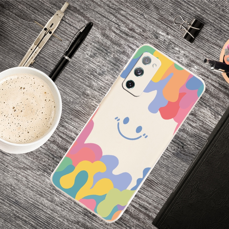 For Samsung Galaxy S20 FE Painted Smiley Face Pattern Liquid Silicone Shockproof Case(White) For Samsung Galaxy S20 FE Painted Smiley Face Pattern Liquid Silicone Shockproof Case(White)