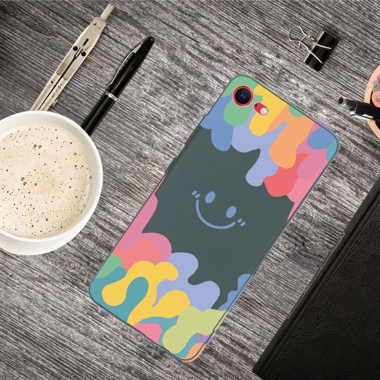 For iPhone SE 2022 / SE 2020 / 8 / 7 Painted Smiley Face Pattern Liquid Silicone Shockproof Case(Dark Green) For iPhone SE 2022 / SE 2020 / 8 / 7 Painted Smiley Face Pattern Liquid Silicone Shockproof Case(Dark Green)