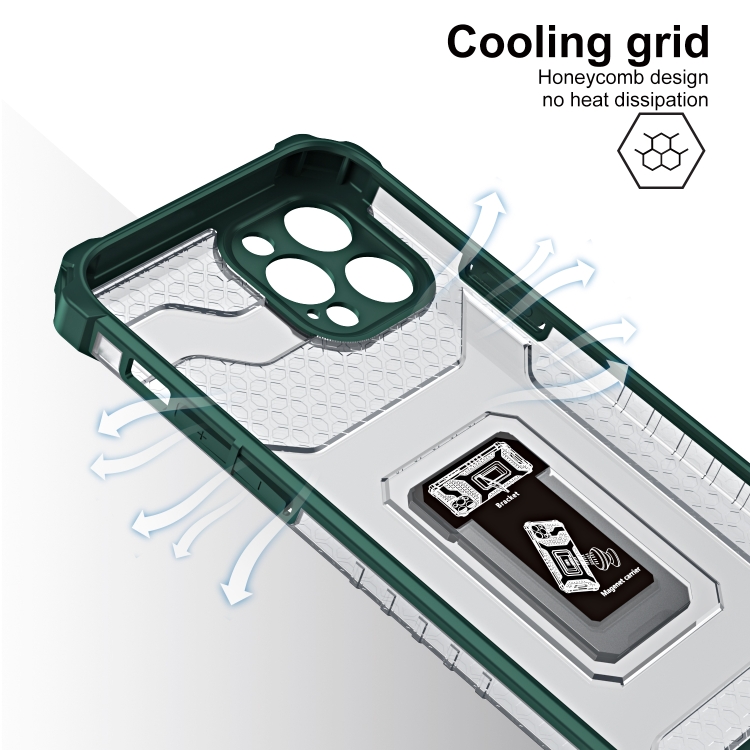 For iPhone 13 mini Armor Clear PC + TPU Shockproof Case with Metal Ring Holder (Dark Green Transparent Grey) For iPhone 13 mini Armor Clear PC + TPU Shockproof Case with Metal Ring Holder (Dark Green Transparent Grey)