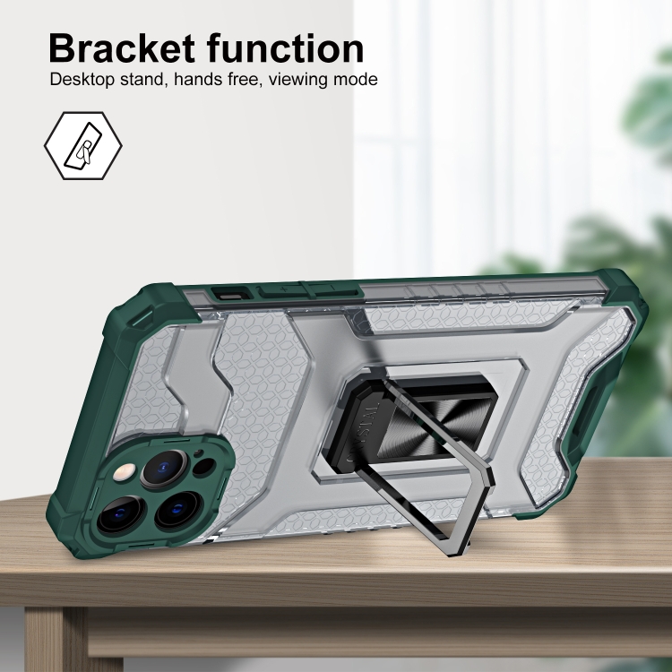 For iPhone 13 mini Armor Clear PC + TPU Shockproof Case with Metal Ring Holder (Dark Green Transparent Grey) For iPhone 13 mini Armor Clear PC + TPU Shockproof Case with Metal Ring Holder (Dark Green Transparent Grey)