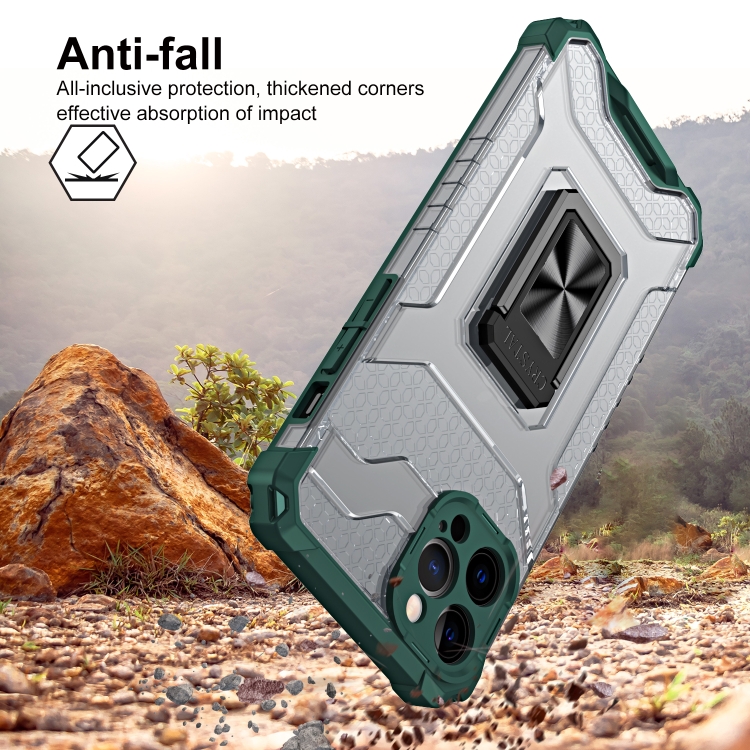 For iPhone 13 mini Armor Clear PC + TPU Shockproof Case with Metal Ring Holder (Dark Green Transparent Grey) For iPhone 13 mini Armor Clear PC + TPU Shockproof Case with Metal Ring Holder (Dark Green Transparent Grey)