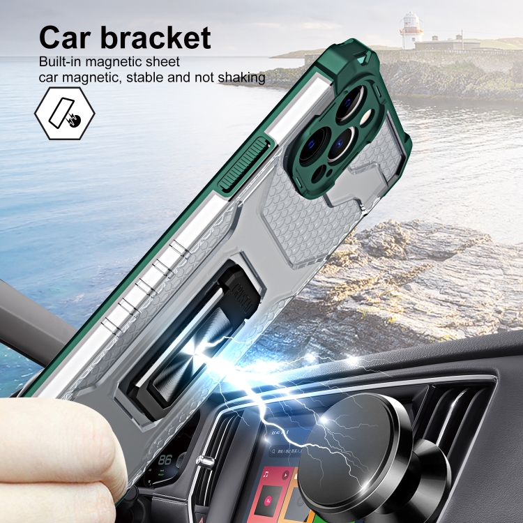 For iPhone 13 mini Armor Clear PC + TPU Shockproof Case with Metal Ring Holder (Dark Green Transparent Grey) For iPhone 13 mini Armor Clear PC + TPU Shockproof Case with Metal Ring Holder (Dark Green Transparent Grey)